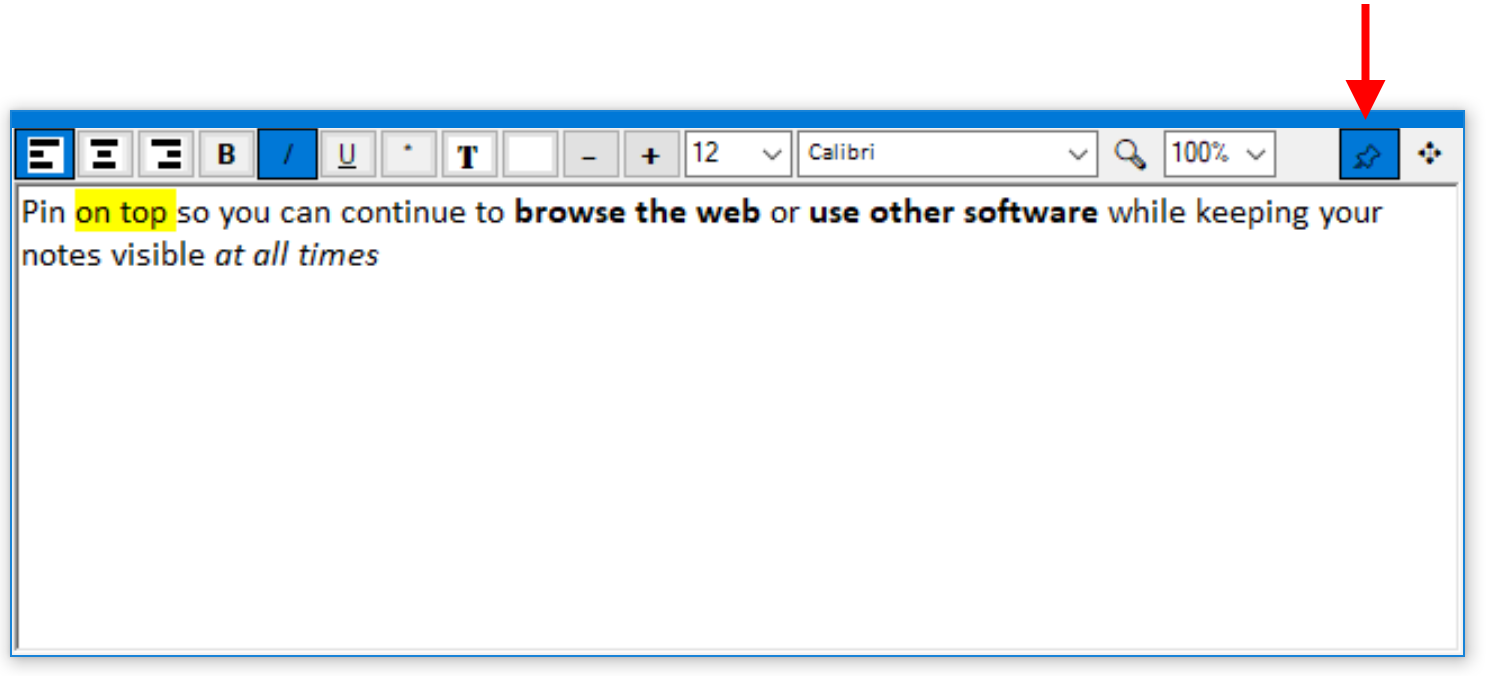 Screenshot in pin mode